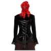 Women Gothic Corset Coat Lace Trim Velvet Jacket Fitted BLACK Retro Victorian Lolita Clothing